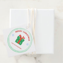 Merry Christmas red text gift box on white