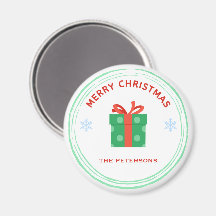 Merry Christmas red text gift box on white