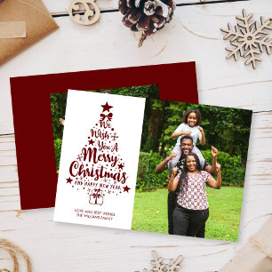 Merry Christmas Red Tree Photo Holiday Card