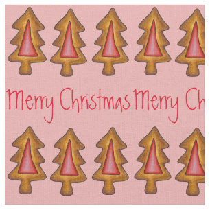 Merry Christmas Red Tree Xmas Holiday Cookie Fabric