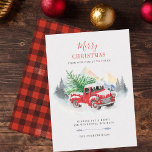 Merry Christmas Red Truck Buffalo Family Card<br><div class="desc">What better way to let your friends and family know you're thinking of them than wishing them a very Merry Christmas with this classic red truck in the snow with a Christmas tree on the back to set the mood for what's to come. Easily change the text on the card...</div>
