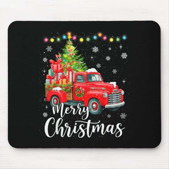 Merry Christmas Red Truck Family Christmas Matchin Mouse Pad (Front)