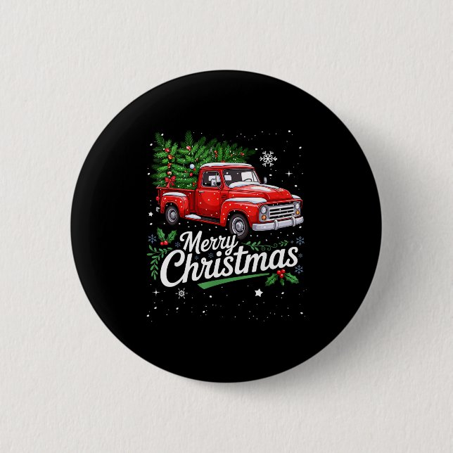 Merry Christmas Red Truck Family Matching Christma 6 Cm Round Badge (Front)