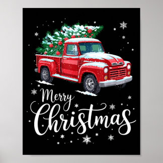 Merry Christmas Red Truck Family Matching Christma Poster