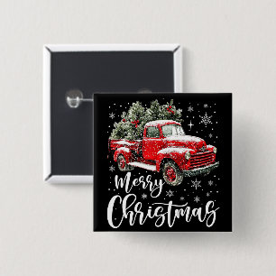Merry Christmas Red Truck Family Matching Xmas 15 Cm Square Badge