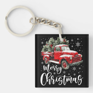 Merry Christmas Red Truck Family Matching Xmas Key Ring