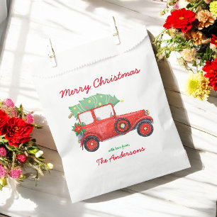 Merry Christmas Red Truck Holiday Favour Bags