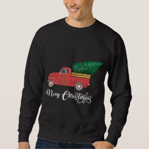 Merry Christmas Red Truck With Christmas Tree And Sweatshirt