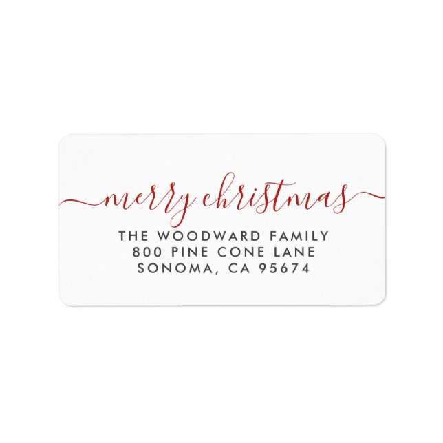 Merry Christmas | Red Typography Christmas Holiday Label (Front)