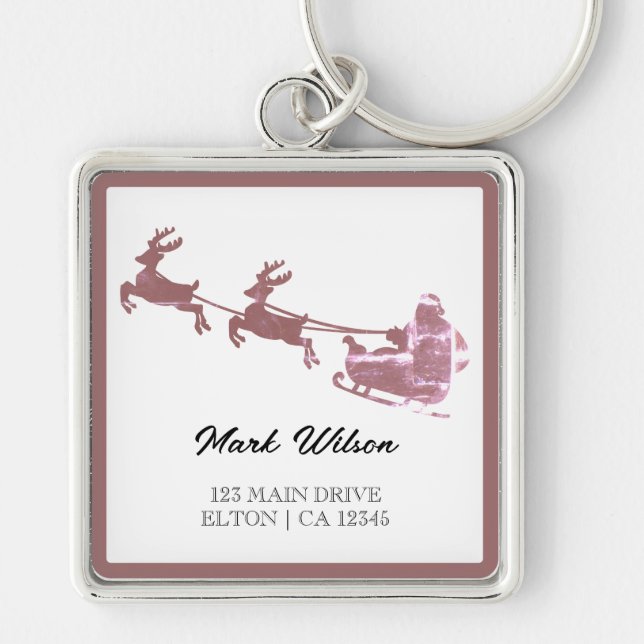 Merry Christmas | Red Typography Key Ring (Front)