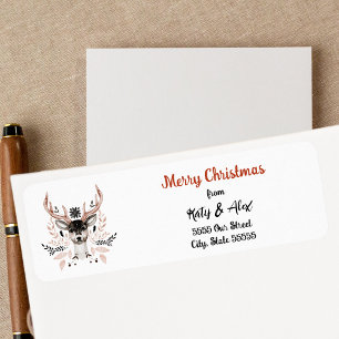 Merry Christmas Red Typography Modern Stylish Return Address Label