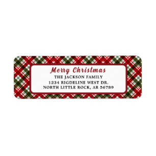 Merry Christmas   Red Typography Return Address Label