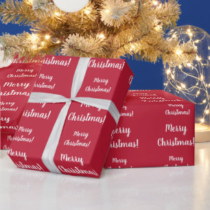 Merry Christmas Red Typography Script  Wrapping Paper