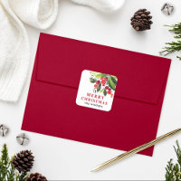 Merry Christmas Red Watercolor Berry Family