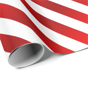 Merry Christmas Red & White Candy Stripes Wrapping Paper