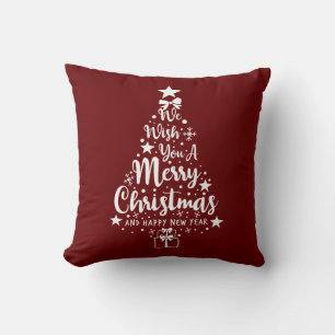 Merry Christmas Red White Cushion
