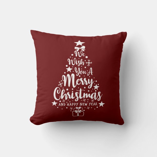 Merry Christmas Red White Cushion (Front)