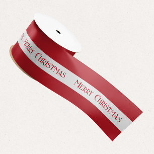Merry Christmas Red & White Gift Unique Festive Satin Ribbon