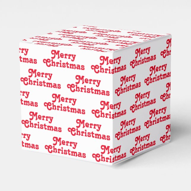 Merry Christmas red white pattern cute Holiday Favour Box (Front Side)