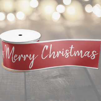 Merry Christmas Red White Ribbon | Personalise Satin Ribbon