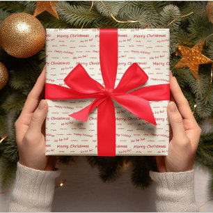 Merry Christmas Red & White Script Wrapping Paper