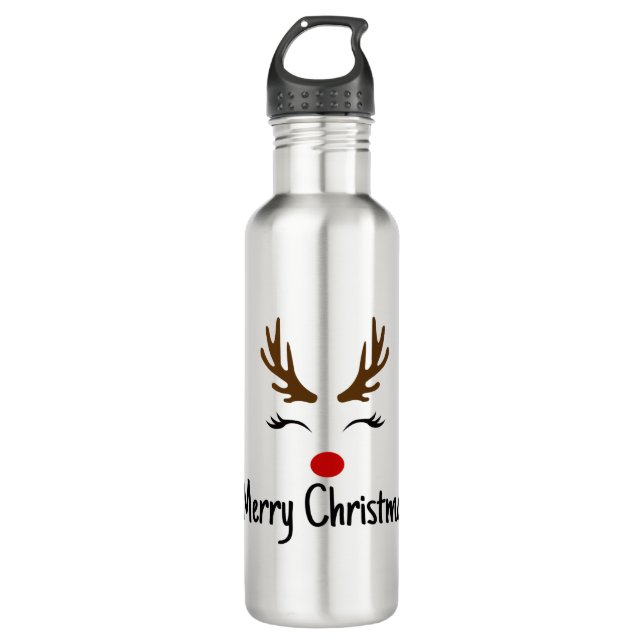 Merry Christmas Reindeer 710 Ml Water Bottle (Front)