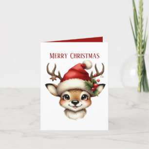 Merry Christmas reindeer add message Holiday Card