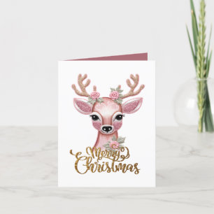 Merry Christmas reindeer add message Holiday Card