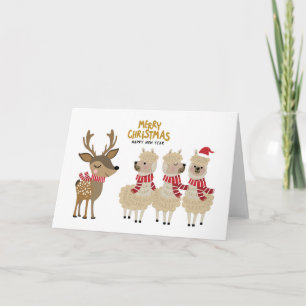 Merry Christmas   Reindeer & Alpacas Card