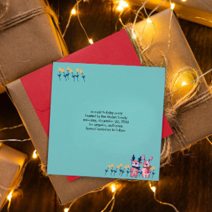 Merry Christmas – Reindeer & Bunny on Teal Save The Date