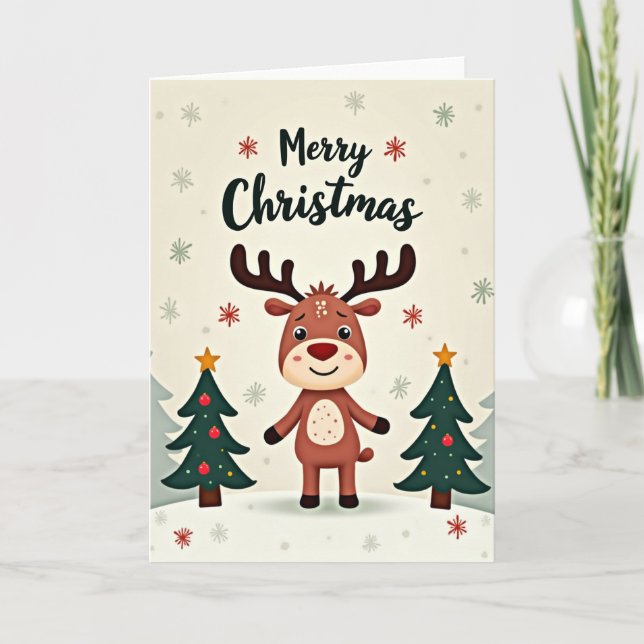 Merry Christmas Reindeer Card (Front)