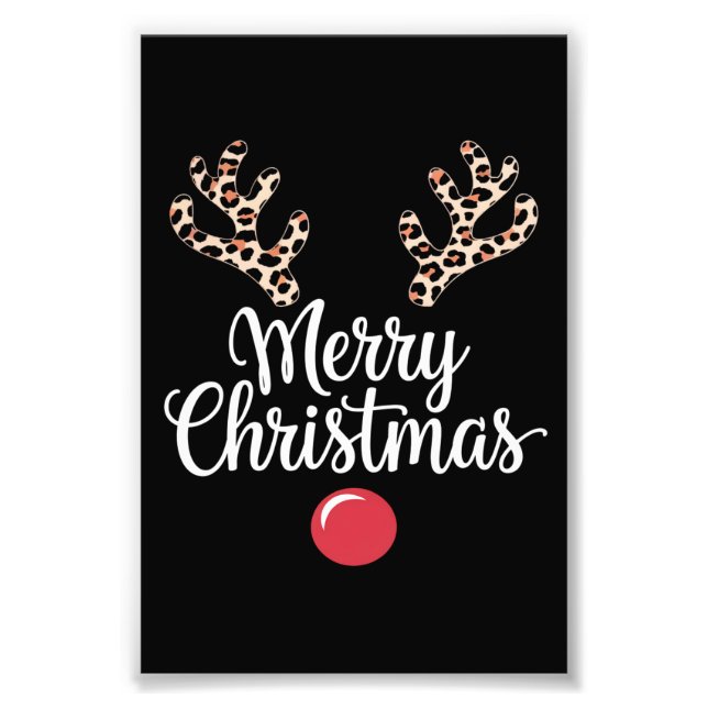 Merry Christmas Reindeer Christmas Family Gift Photo Print (Front)