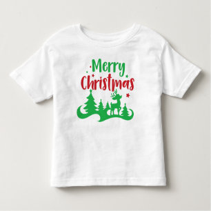 Merry Christmas, Reindeer, Christmas Tree, Stars Toddler T-Shirt