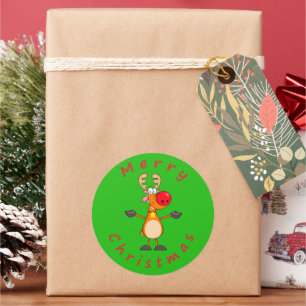 Merry Christmas Reindeer Classic Round Sticker