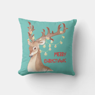 Merry Christmas Reindeer Cushion