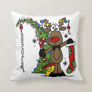 Merry Christmas Reindeer Cushion