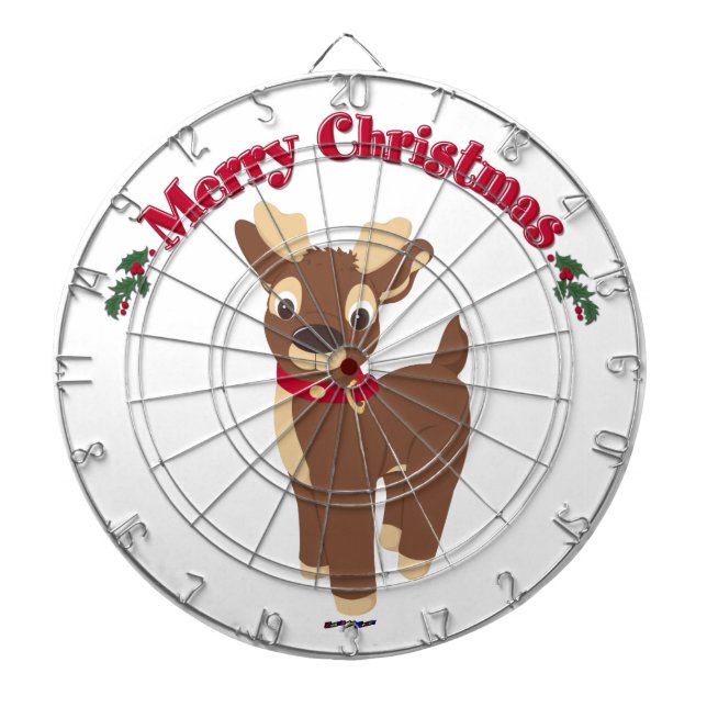 Merry Christmas Reindeer Dartboard (Front)