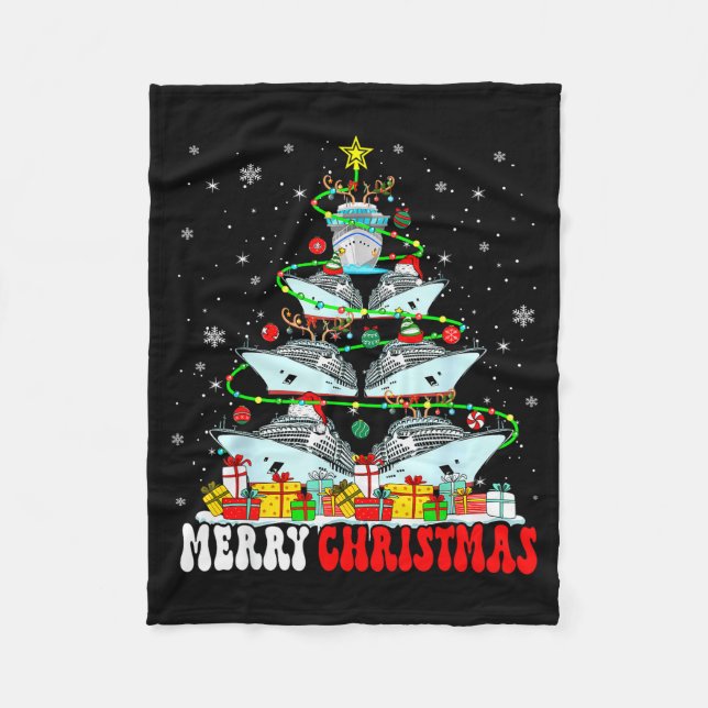 Merry Christmas Reindeer Elf Santa Cruise Ships Xm Fleece Blanket (Front)
