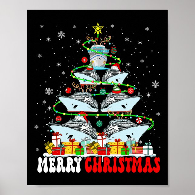 Merry Christmas Reindeer Elf Santa Cruise Ships Xm Poster (Front)