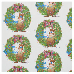 merry christmas reindeer fabric
