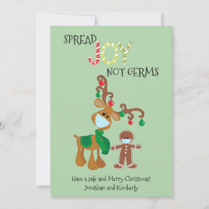 Merry Christmas Reindeer Face Mask Spread Joy 2020 Holiday Card