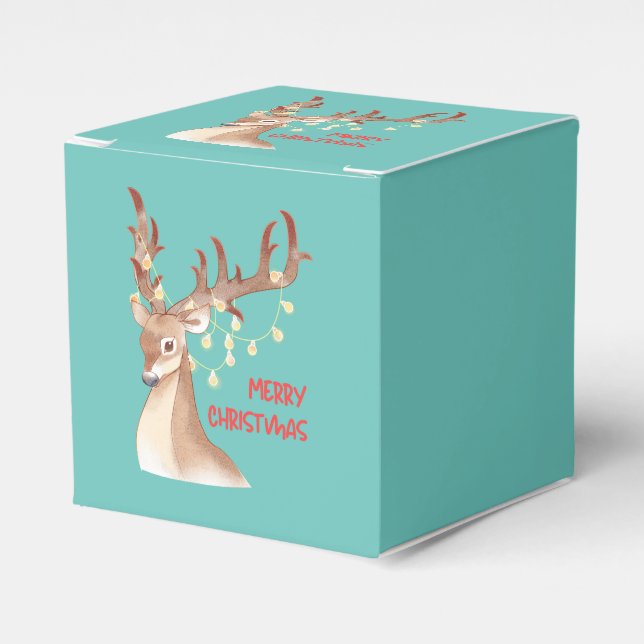 Merry Christmas Reindeer Favour Box (Front Side)