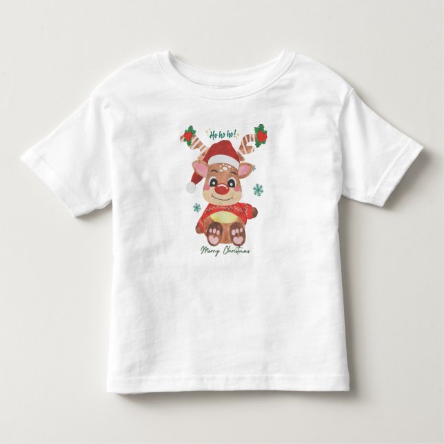 Merry Christmas Reindeer - Festive & Fun Toddler T-Shirt (Front)