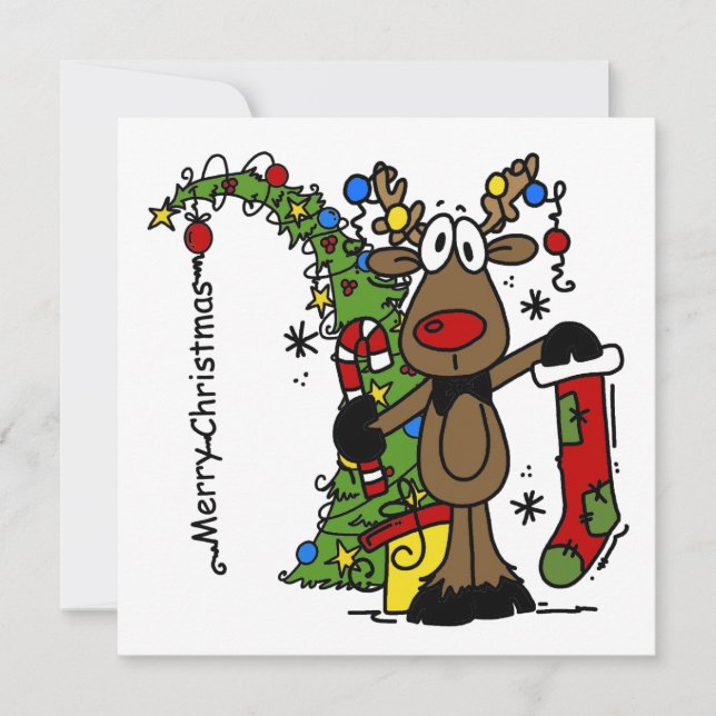 Merry Christmas Reindeer Holiday Card (Front)