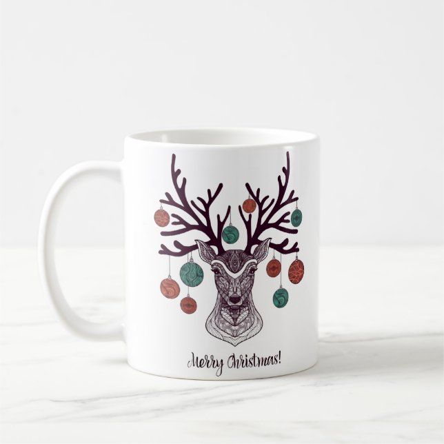 Merry Christmas Reindeer Holiday Gift for Kids  Coffee Mug (Left)