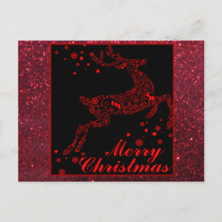 Merry Christmas Reindeer in Red Postcard