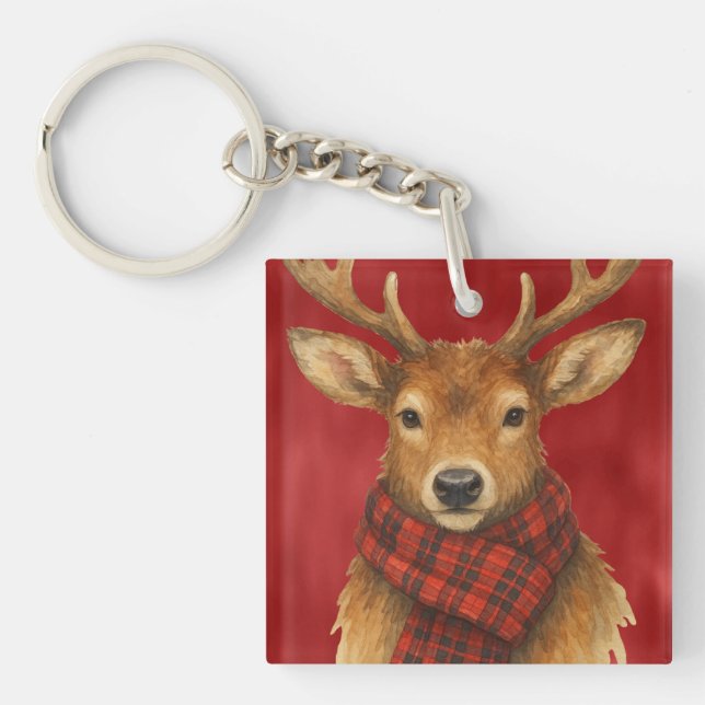 Merry Christmas Reindeer Key Ring (Front)