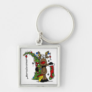 Merry Christmas Reindeer Key Ring
