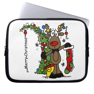 Merry Christmas Reindeer Laptop Sleeve