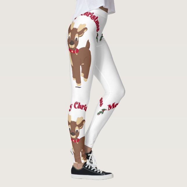 Merry Christmas Reindeer Leggings (Right)